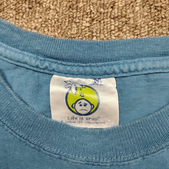 LIFE IS CRAP T-Shirt Men's Medium Blue Made In China Graphic Cotton Short Sleeve - Picture 3 of 9